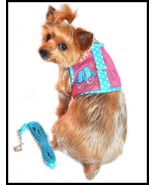 NWT Doggie Design Pink Blue Polka Dot Flip Flop Mesh Dog Harnes w/Leash ... - $23.18 CAD