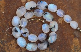 Natural, 21 piece faceted Rainbow white Moonstone OVAL gemstone beads 8x10--10x1 - £55.30 GBP