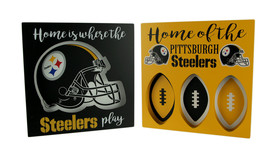 NFL Pittsburgh Steelers Cut Out Helmet and Football Shapes Wall Hangings - £31.54 GBP