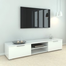 Modern White High Gloss Wide TV Tele Stand Unit Cabinet With 2 Drawers &amp; Shelves - £185.16 GBP