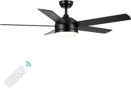 Yuhao 52 Inch Black Ceiling Fan With Lights And Remote Control,Dimmable - £145.47 GBP