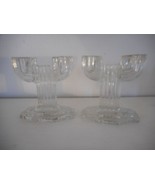 Set of 2 Vintage Anchor Hocking Queen Mary Clear Cactus Art Deco Candleh... - $15.60