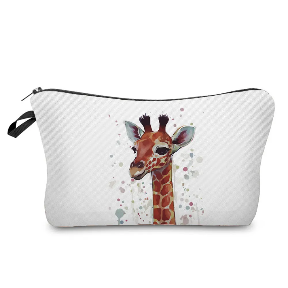 Women&#39;s Organizer Toiletry Bag Watercolor Giraffe  Print Customize Cosmetic Bags - £46.18 GBP