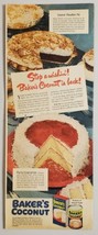 1948 Print Ad Baker&#39;s Coconut Cake &amp; Chocolate Pie Recipe - £12.17 GBP