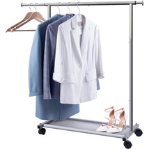 Short Clothing Racks For Hanging Clothes With Bottom Shelves And Wheels ... - £55.98 GBP