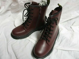 Dream Pair Fight-1K Girls Leather Lace Up Heeled Boots 7&quot;Tall Size(4) C-Burgundy - £31.90 GBP