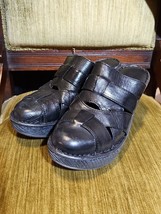 BORN Pollina Clogs Shoes Womens 8M Black Leather Woven Chunky Platform S... - $39.55