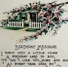 Happy Birthday Message Greeting Postcard 1920s Poem Cottage PCBG3D - $14.99