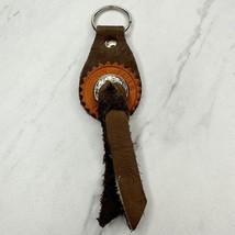 Soft Brown Leather Fringe Western Concho Twin Falls Idaho Boho Keychain ... - $6.92