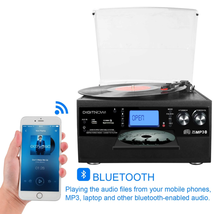 Turntable Vinyl Record Player with Bluetooth with Cassette CD Player Radio - $122.18