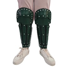 Nautical Roman Green Leather Leg Guard Pair Medieval Costume Accessories Costume - £63.27 GBP