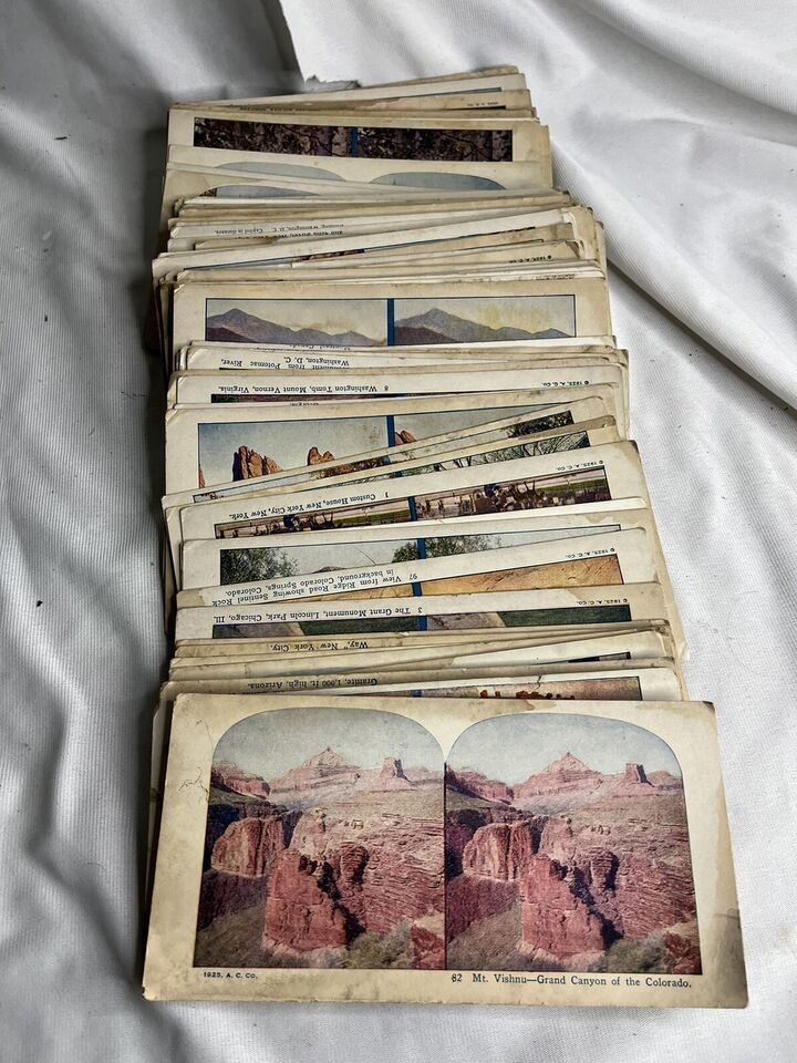 Antique Stereoscope Cards 1925 Lot Of 84 Sightseeing Tourism United Stat... - $48.00