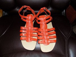 Apostrophe Orange Double Buckle Leather Ankle Strap Sandals 8.5M Women&#39;s NEW - £23.53 GBP