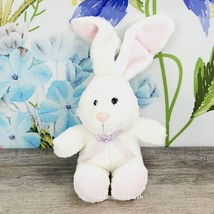Commonwealth Rabbit Plush 10&quot;  Stuffed Animal Bunny White Pink Bow Easter - £11.76 GBP