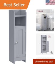 Compact Floor Cabinet for Bathroom with 5 Adjustable Shelves in Mystic Gray - $77.99