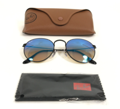 Ray-Ban Sunglasses RB3447 ROUND METAL 002/4O Black Frames w/ Blue Mirror Lenses - $138.59