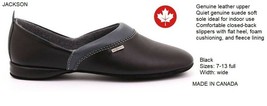 New Men&#39;s ZEROSTRESS JACKSON black leather sllipers MADE IN CANADA - $100.00
