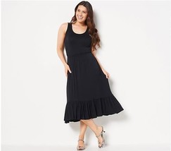 J Jason Wu Solid Knit Ruffle Midi Dress (Black, Petite XX-Small) A480664 - $20.10