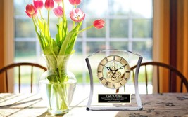 Engrave Crystal Table Clock Graduation Anniversary Wedding Gift Etch Gift Home - £126.28 GBP