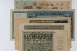 1910-1923 Germania 5-Notes Currency Set Tedesco Impero &amp; Della Repubblica - £39.03 GBP