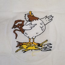 Quilt Square Hand Embroidered Animal Chicken Rooster Unfinished Vintage Handmade - £12.90 GBP