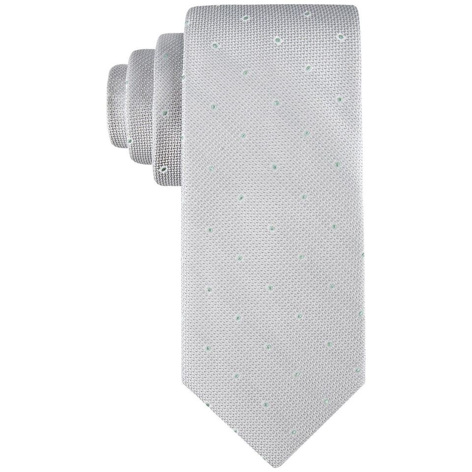 Calvin Klein Men's Textured Micro-Dot Neat Tie Silver OS B4HP