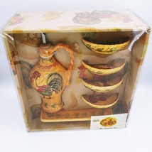 Vintage Gallo 6 Piece ceramic Bread Dipping Set rooster Chicken Design UNUSED - £44.51 GBP