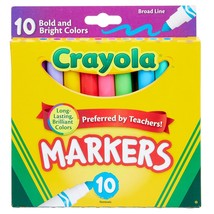 Crayola Broad Line Markers-Assorted Colors 10 Per Pkg - $937.30 MXN
