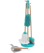 Member&#39;s Mark Wood Blue Cleaning Playset For Kids Mop Broom Dustpan Stan... - €27,92 EUR
