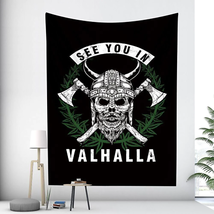 Vikings See you in Valhalla Wall Warrior Tapestry Poster Man Cave Home Gym Sign - £9.16 GBP