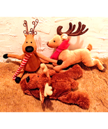 3 Shelf Sitting Reindeer Plush Adorable! Christmas Holiday Decorative Plush - $20.10 CAD