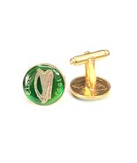 Hand Enameled Gold Irish Harp Cuff Links: Groomsman Gift - $91.00