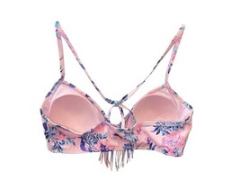 LA Hearts Bikini Top Small Pink Floral Fringe Strappy Boho Swim image 5
