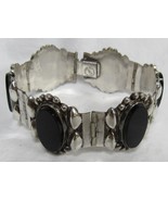 Vtg Taxco Sterling Silver Onyx Hinged Panel Bracelet 7&quot;  Acosta Mex 32g ... - $1,881.48 MXN