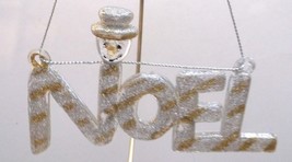 Glitter Noel Sign With Snowman Break Resistant Christmas Ornament Decoration - $5.93