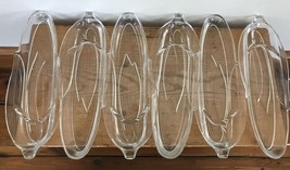 Vintage 50s Set Lot 6 Thick Clear Glass Corn on Cob Dishes Plates Holder... - $65.99