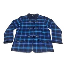 Denim &amp; Co Women’s Blue Plaid Flannel Coat Jacket Plus Size XL 1X Womens - £29.54 GBP