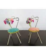 Vintage Set of 2 Miniature Ice Cream Bistro Metal Chairs, Doll Furniture... - £17.02 GBP