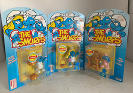 The Smurfs Vintage 1996 Poseable Figures ~ Smurfette, Handy &amp; Baby Smurf IRWIN - £37.96 GBP