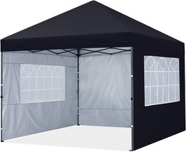 Mastercanopy Pop Up Canopy Tent, 10 X 10, Black, With Church Window Sidewalls - £166.21 GBP