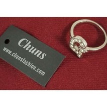 NWT! Womens Chuns Fashion Silver Ring Letter &quot;G&quot; Stones Bling Intricate Jewelry - £7.46 GBP