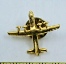 Gold Colored Airplane Aircraft Metal Collectible Pin Button Pinback Vintage  - £12.20 GBP
