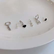 New Korean Contracted Small Senior Fine Earrings Geometric Asymmetric Women Tren - £10.52 GBP