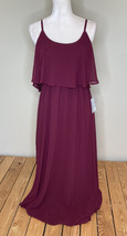 Show Me your Mumu NWT Women’s Caitlin Ruffle maxi dress Size S Merlot Chiffon E4 - £69.04 GBP