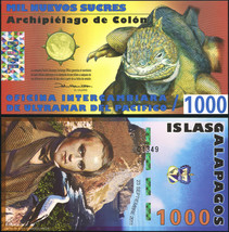 Galápagos Islands. Banknote 1000 nuevos sucres. 2011. Unc. Polymer. Cat#... - $8.17