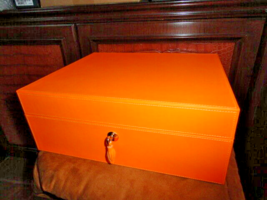 Brizard Airflow Humidor in Racing Orange Leather Measures 14&quot; L x 12&quot; W ... - $750.00