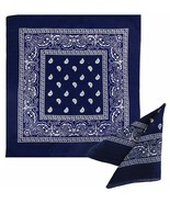 12 Pack Paisley Print Bandanna Head &amp; Face Cover ,Neck Cover. Navy Blue.... - $15.67