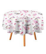 Mondxflaur Pink Chickadee Tablecloth Round Kitchen Dining for Table Deco... - $21.93 CAD+