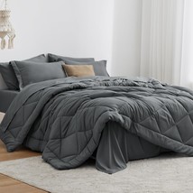 Love&#39;S Cabin Queen Comforter Set Dark Grey, 7 Pieces Queen Bed In A Bag,... - $64.99