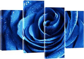 Mothers Day Gifts for Mom Women Her, Blue Rose with Dew Canvas Wall Art Abstract - £72.39 GBP